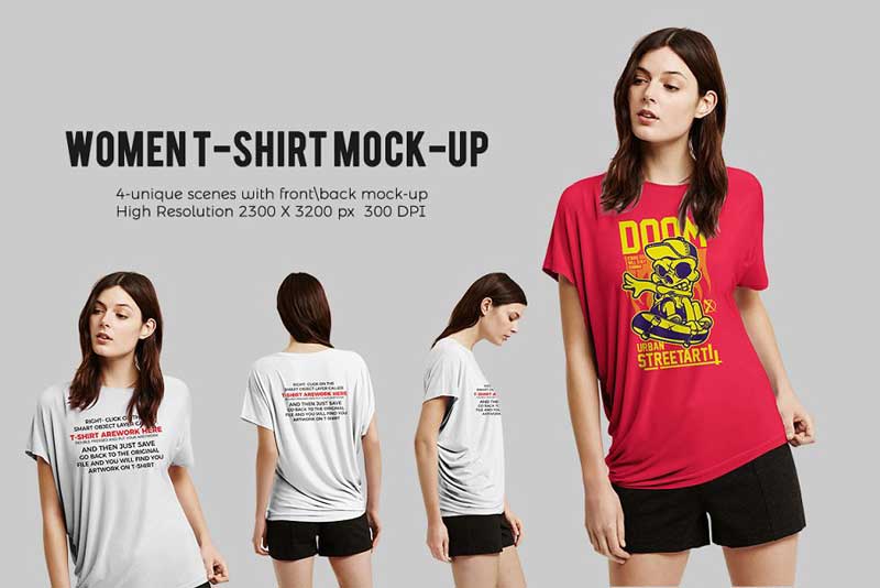Download Women T-shirt Mock-up 1761134 - Free PSD MockUps, Template ...