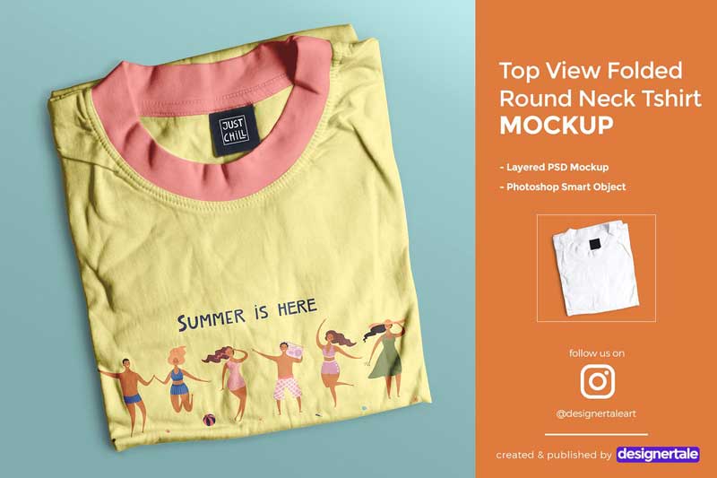 Download FREE Folded Round Neck Tshirt Mockup 4457001 ( ͡° ͜ʖ ͡°)