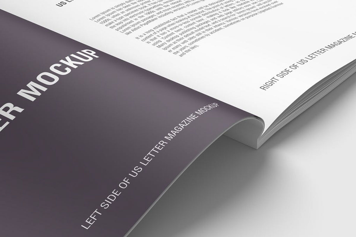 Close up US Letter Magazine Mockup