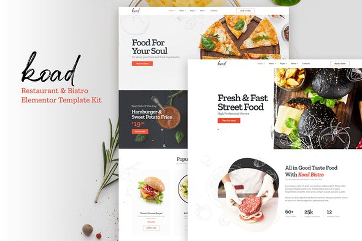Koad- Restaurant & Bistro Elementor Template Kits - 27601066