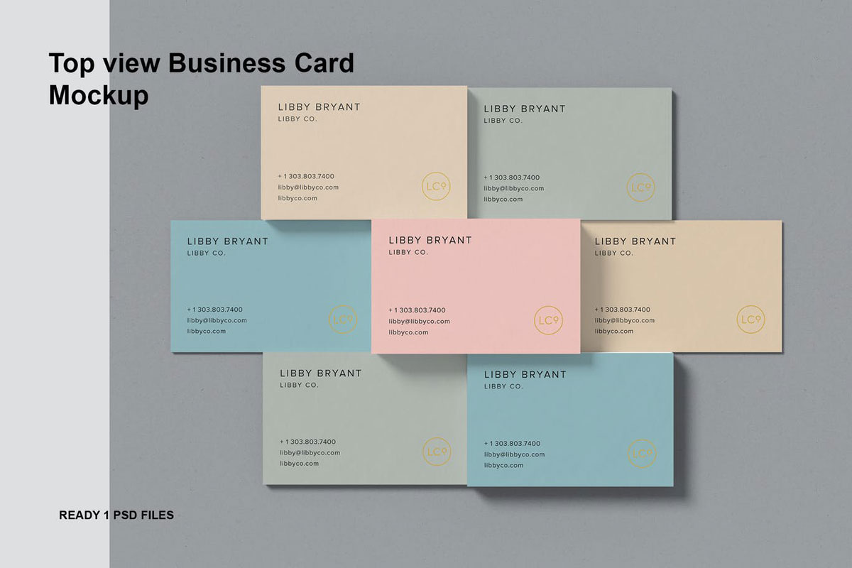 Top view Combined Business Card Mockup