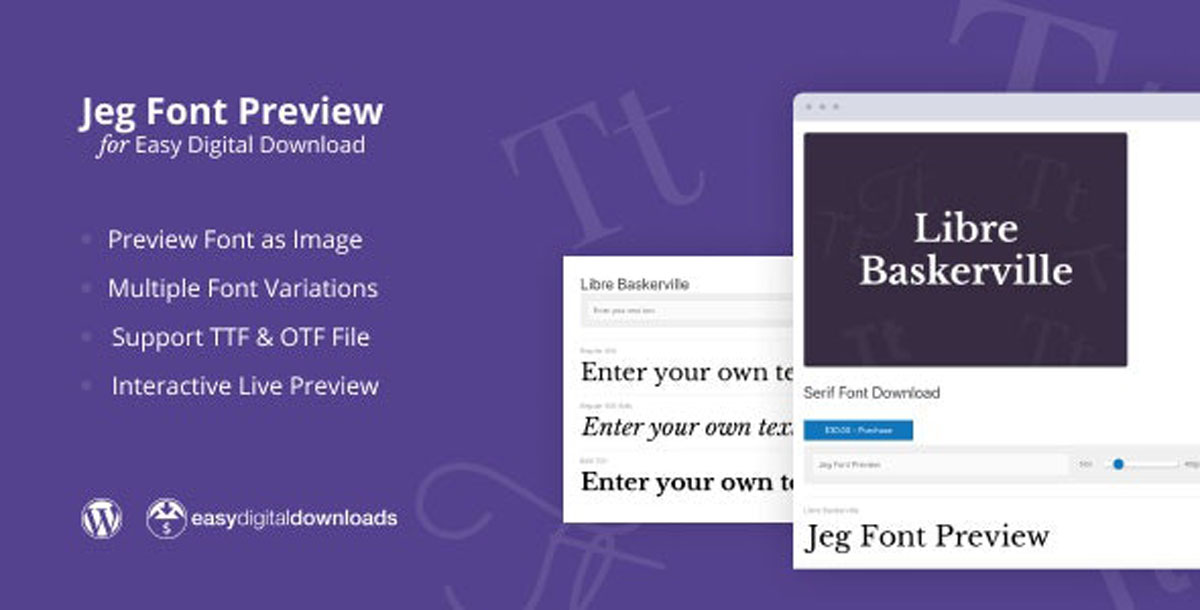 CodeCanyon - Jeg Font Preview v1.0.1 - Easy Digital Downloads Extension WordPress Plugin - 27730518