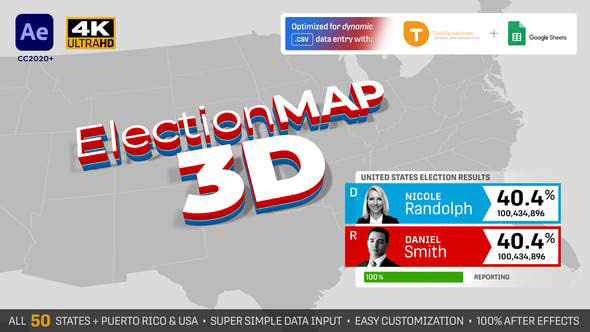 Videohive United States Election Map 3D 28786534