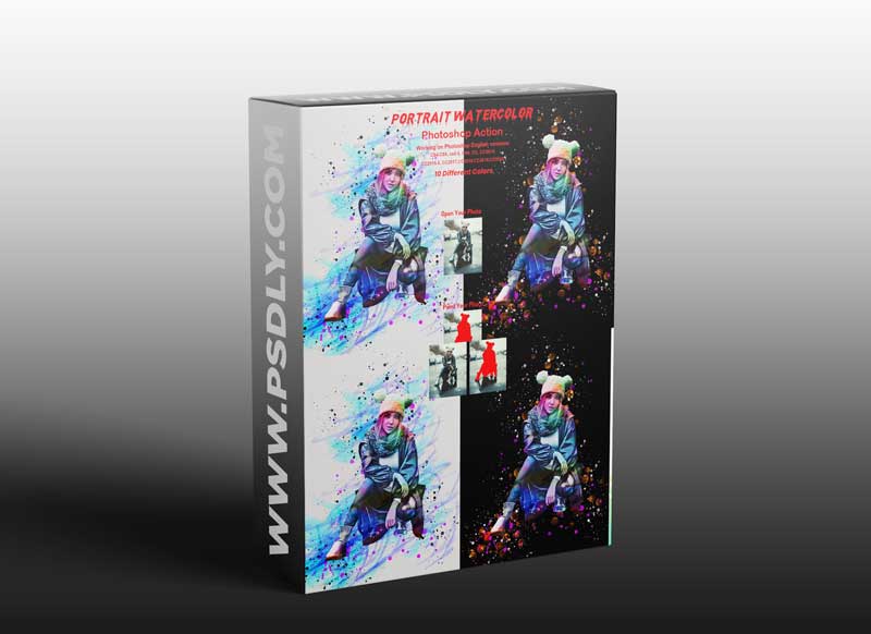 CreativeMarket - Portrait Watercolor Photoshop Action 5872719