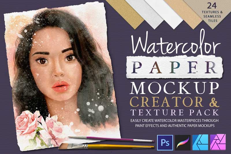 CreativeMarket - Watercolor Paper Mockup Texture Pack 5937061