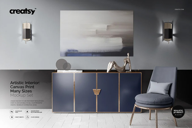 Creativemarket - Artistic Inter. Canvas Print Mockup 2851792