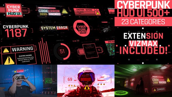 Videohive Cyberpunk HUD UI 500+ 31040533