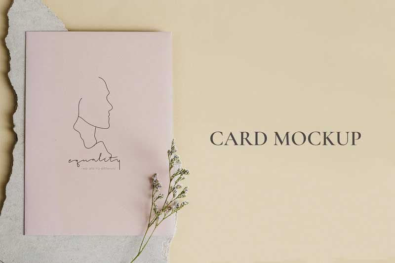 Pink blank business card mockup