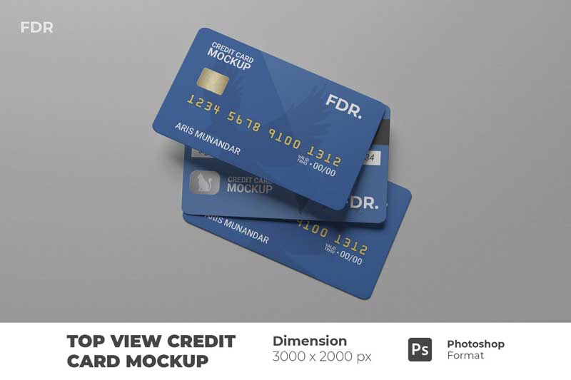 Top View Credit Card Mockup