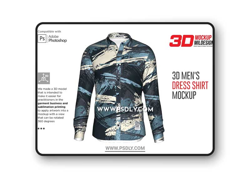 CreativeMarket - 3D Men's Dress Shirt LS Mockup 6002097