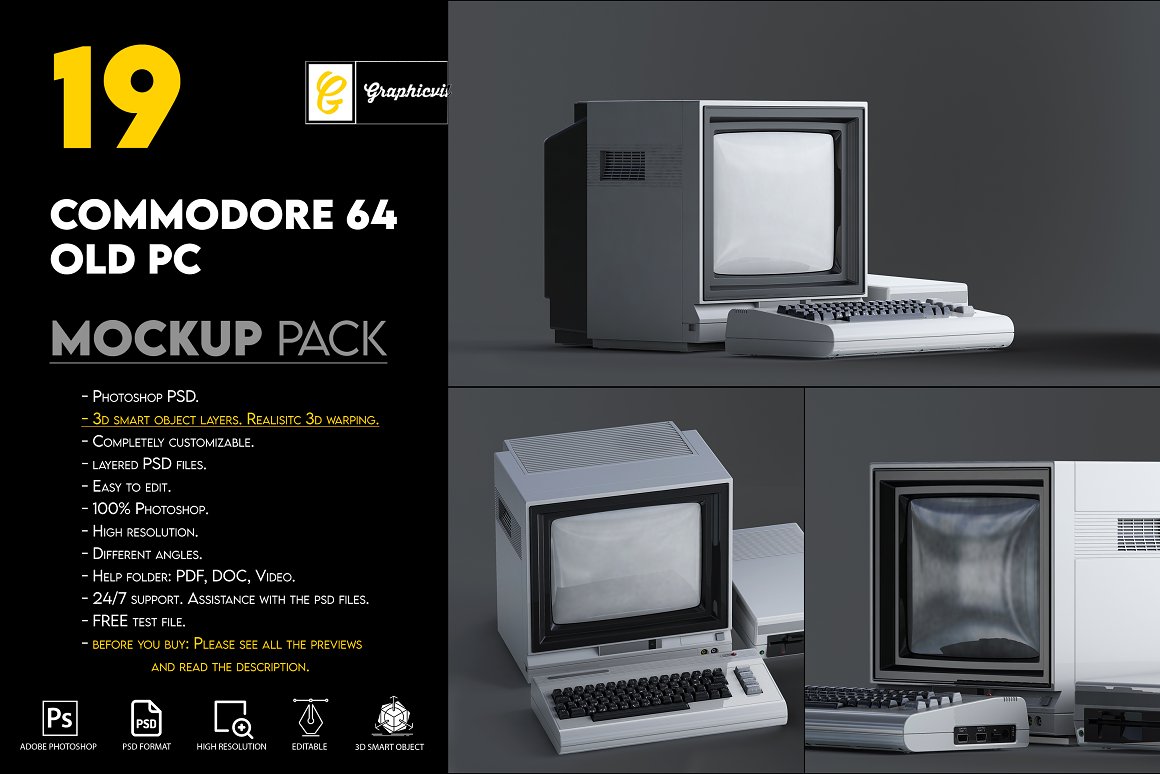 CreativeMarket - Commodore 64 Old pc Mockup 6865074