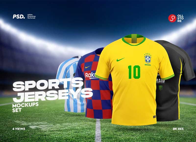 CreativeMarket - Sports T-Shirts Mockups Set 6872336